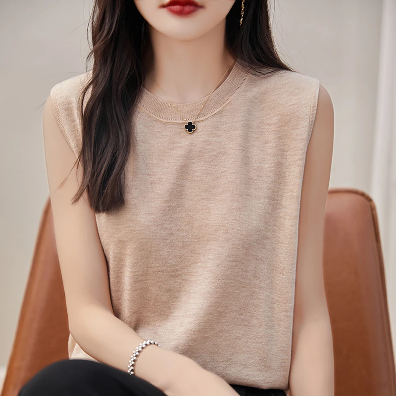 品牌无袖背心t恤女2024新款加大码女装夏季薄款显瘦减龄针织上衣