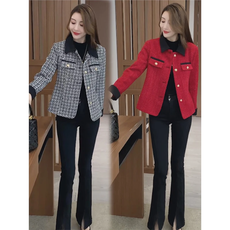 小香风短外套女2024秋冬新款显瘦洋气小个子时尚气质短款毛呢大衣