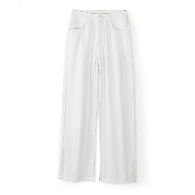 三防高端白色阔腿牛仔裤女春季2024新款宽松百搭显瘦直筒裤