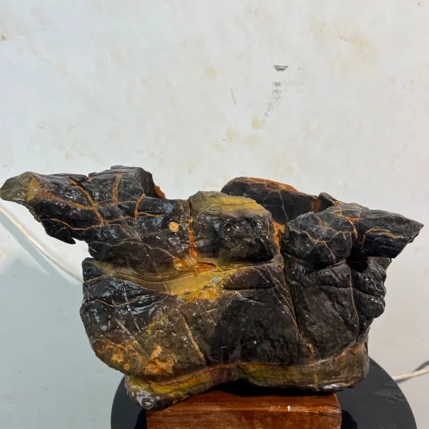 灵璧石花盆，原石原景，