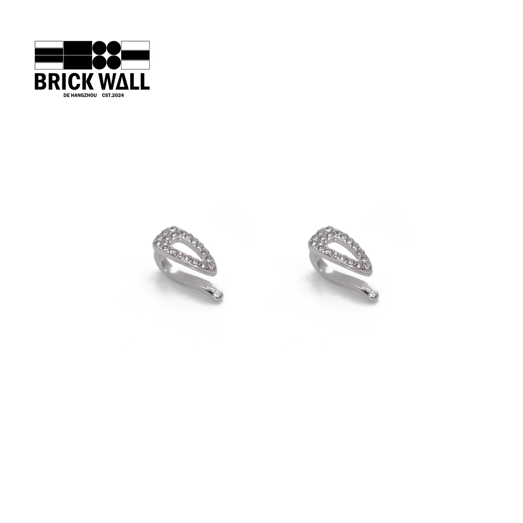 铜合金仿水晶耳饰 BRICK WALL 耳夹气质轻奢时尚百搭小众银色素款