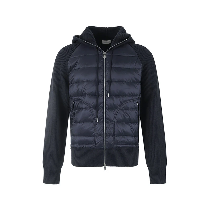 Moncler盟可睐/蒙口 男士连帽半羽绒羊毛针织开衫 9B00020 M1241