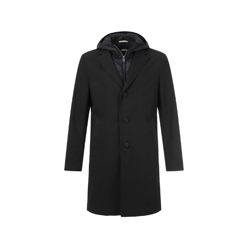 未使用 HugoBoss/雨果博斯 男士中长款连帽假两件风衣 50496157