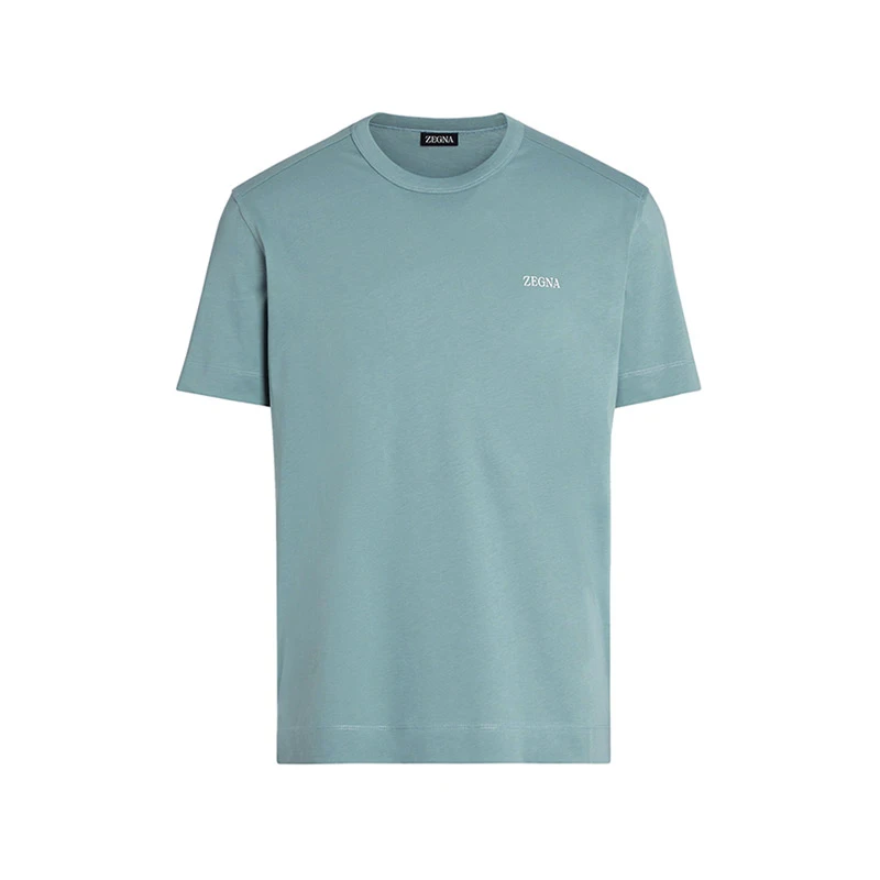 ZEGNA杰尼亚 男士棉质小LOGO刺绣圆领短袖T恤 UB360A5 B760
