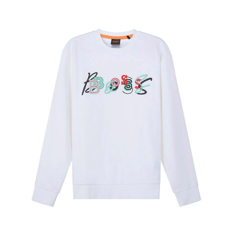 Hugo Boss雨果博斯 男士棉质圆领长袖卫衣运动衫LOGO刺绣50472421