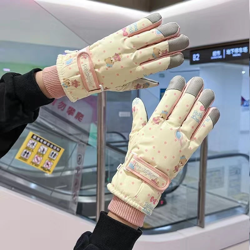 滑雪手套女冬季可触屏加绒加厚保暖防寒防风防水摩托车骑行手套潮