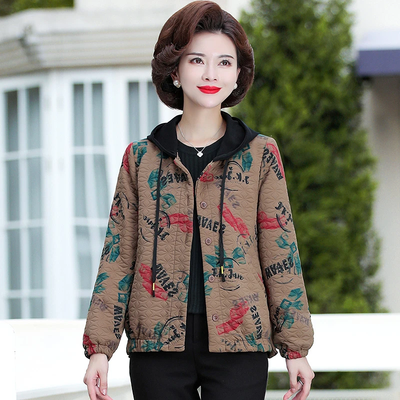 中年妈妈装新款短款开衫洋气卫衣夹克上衣中年人休闲款外套女大码