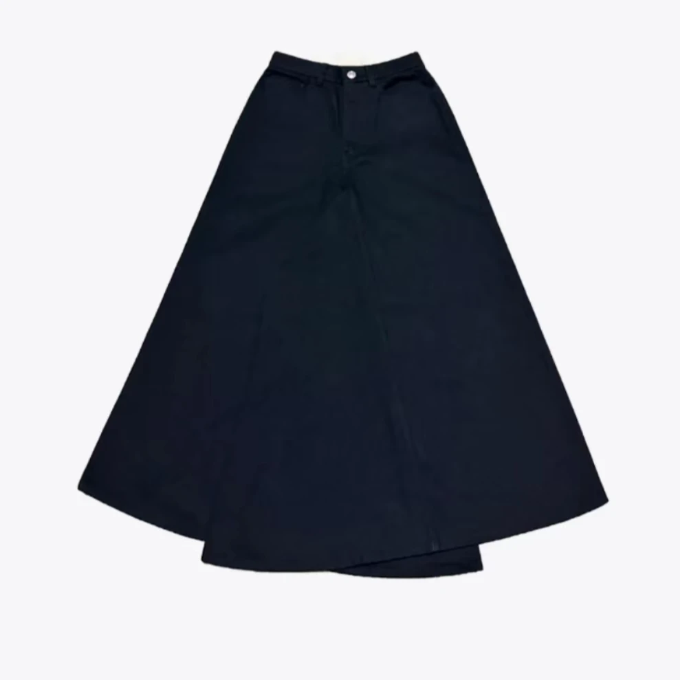 山本风A字阔腿裤裙蓝色时尚百搭包臀黑色春夏2024一步裙遮肚子