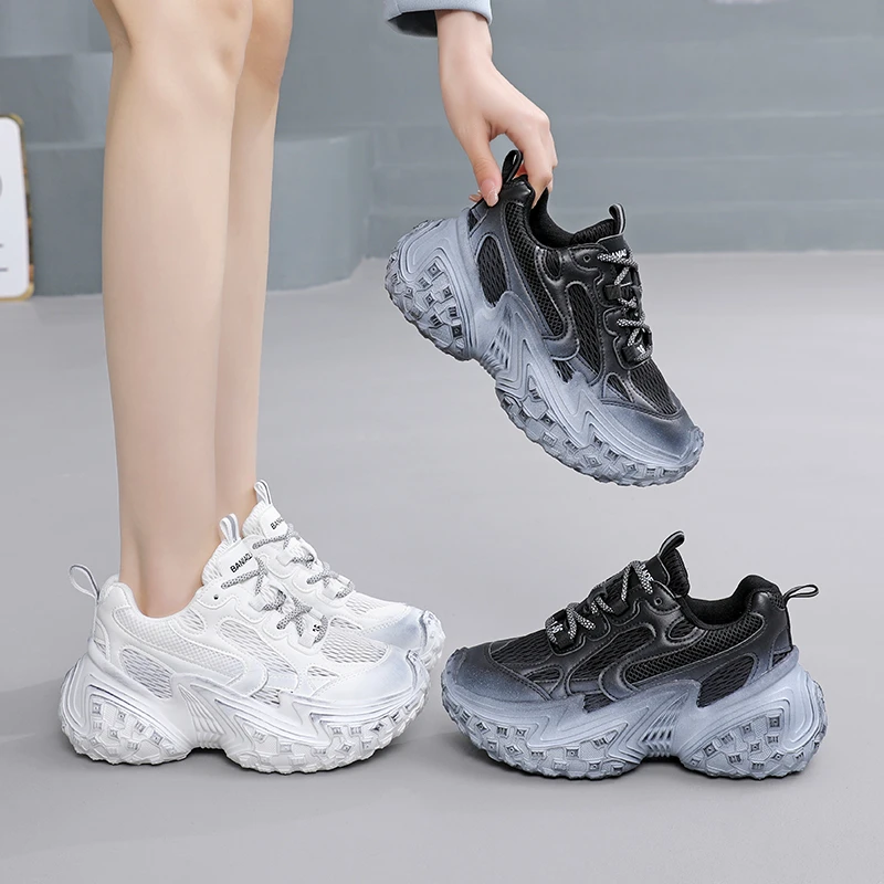 阿比让潮流厚底百搭时尚舒适拼色ins增高休闲老爹鞋JMX-0308