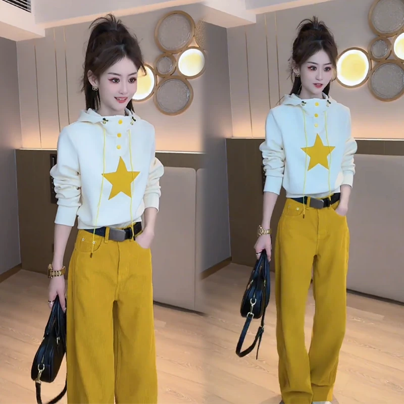 韩系时尚小香风时尚穿搭女装2025初秋新款设计感气质减龄卫衣卫裤