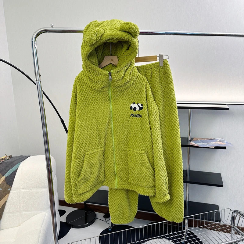 加厚保暖睡衣女可外穿软绵绵家居服加绒加厚2023年新款套装睡袄