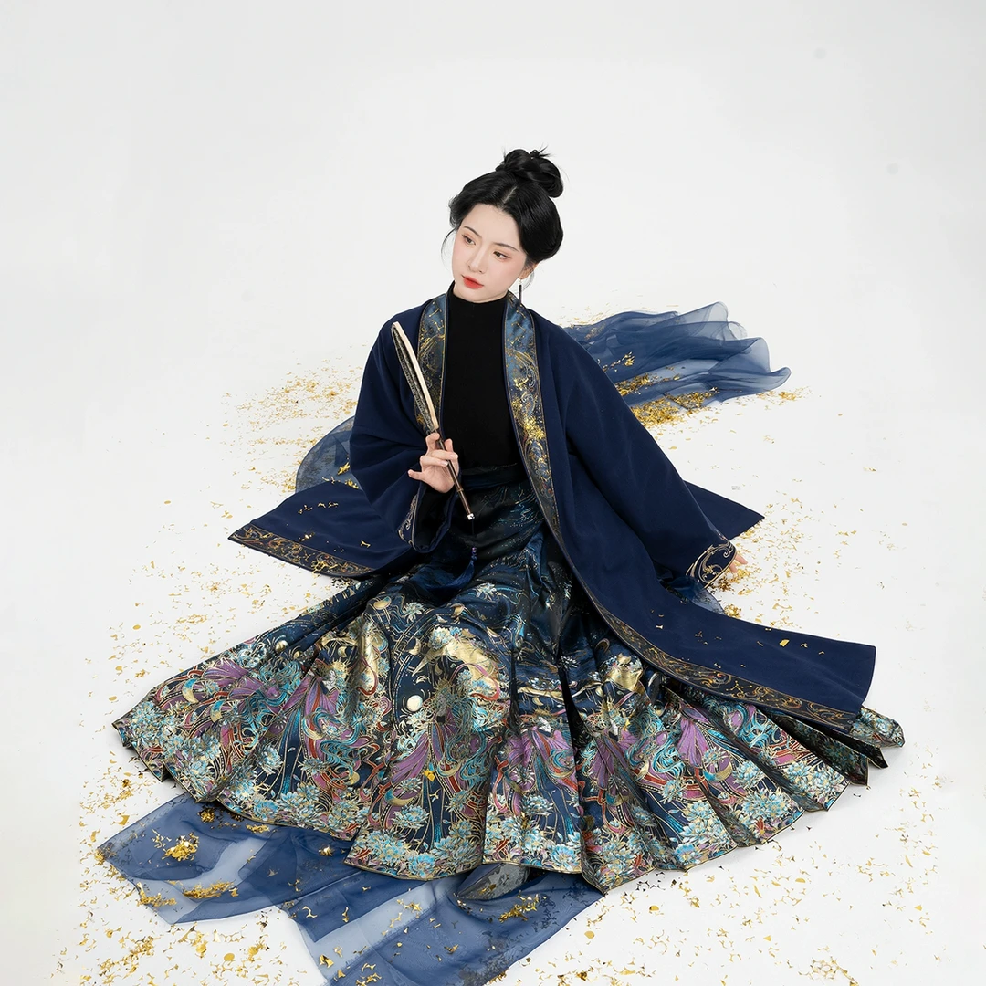 织造司[月神]原创明制妆花织金马面裙汉服星晓改良长褙子呢子大衣