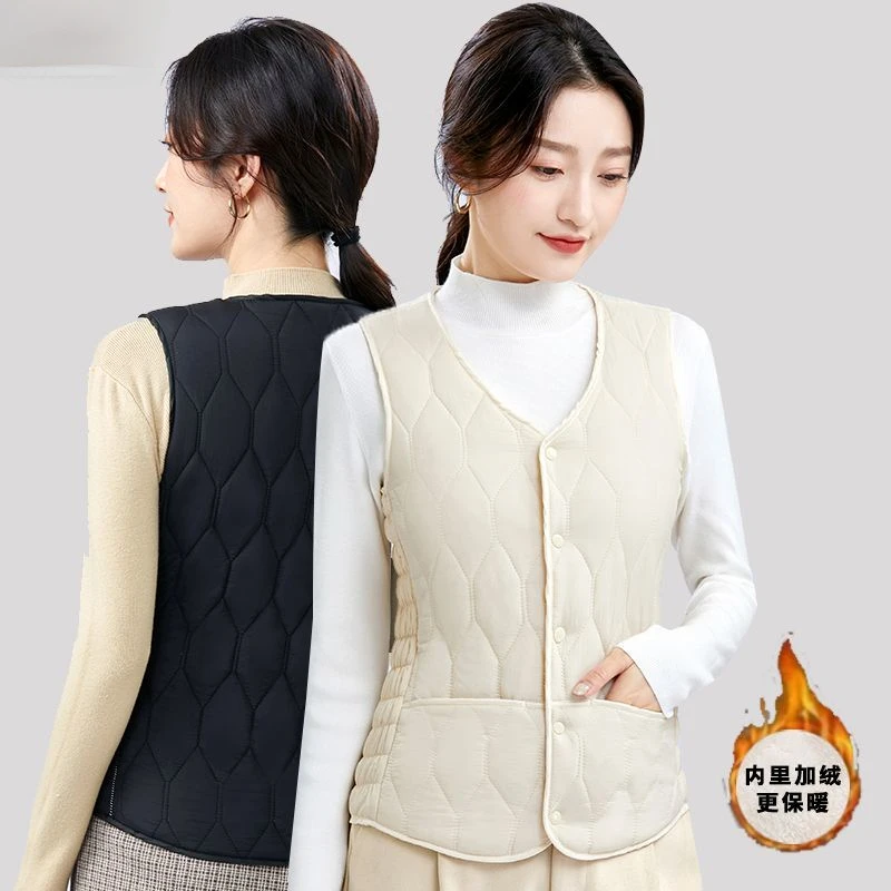 波司澄反季羽绒棉马甲女加绒加厚2023新款轻薄修身短款保暖内胆大