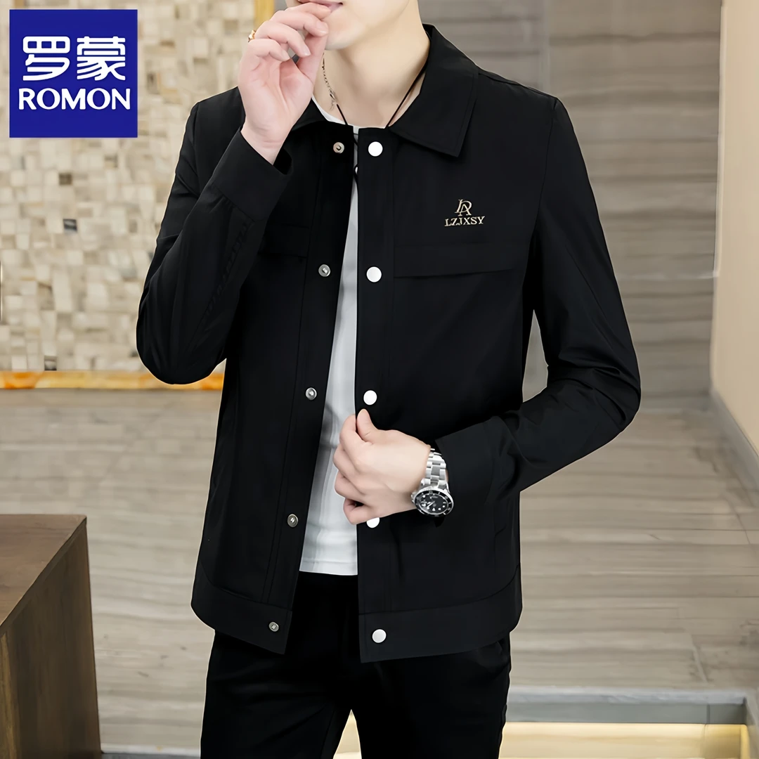 Romon/罗蒙休闲男外套夹克韩版潮牌男装潮流春秋季休闲时尚百搭潮