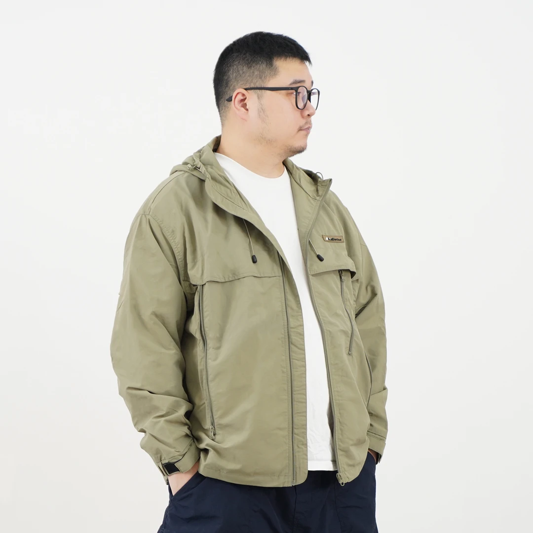 2色。男士春秋24新品连帽外套夹克户外宽松纯色拉链挡风薄27-JK612