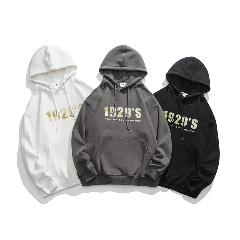 【冬季加绒】特价。字母印花加绒加厚连帽卫衣宽松休闲男士25WY83