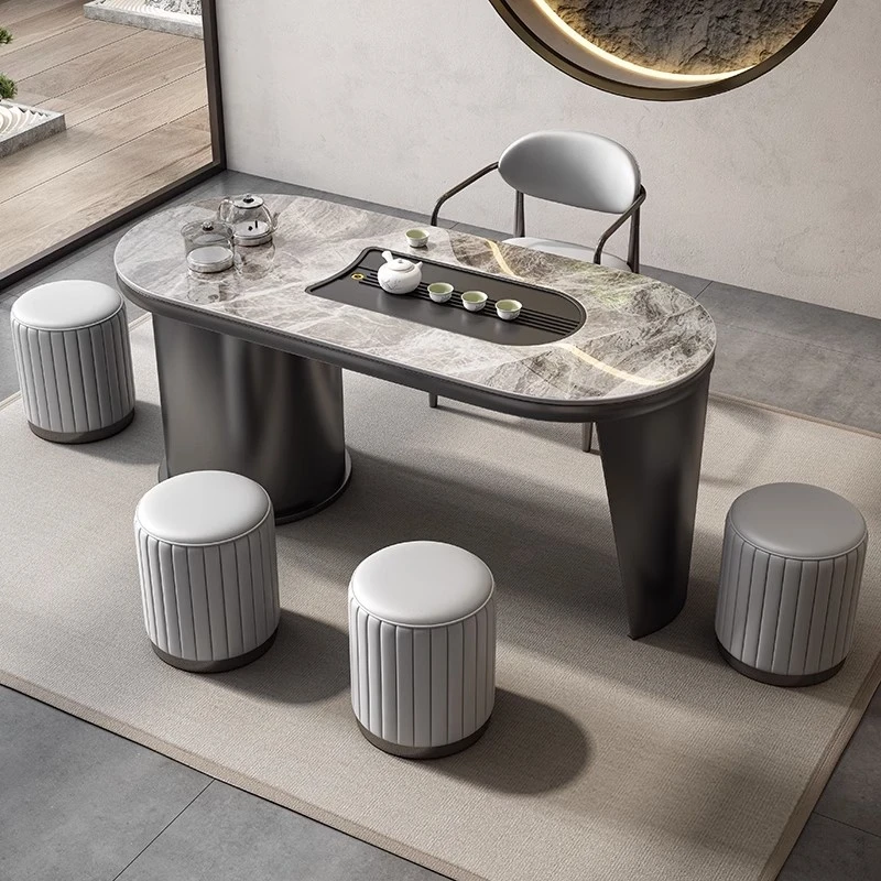 茶台烧水壶一体家用阳台小茶桌茶室客厅现代办公岩板茶桌一体全套