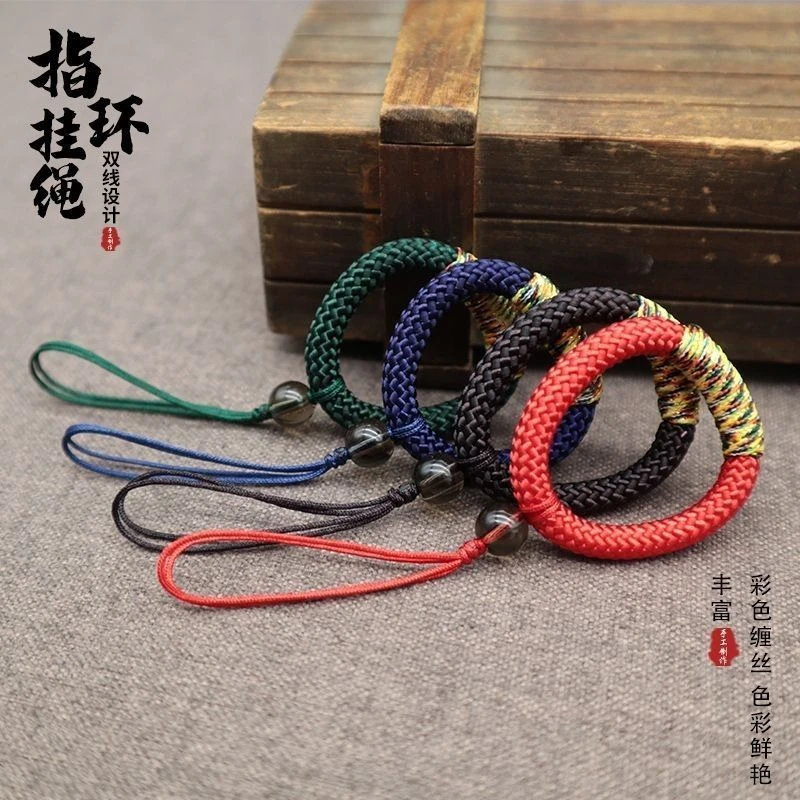 中国短款手机挂绳编织古风指环手工手机链钥匙挂件多功能挂饰