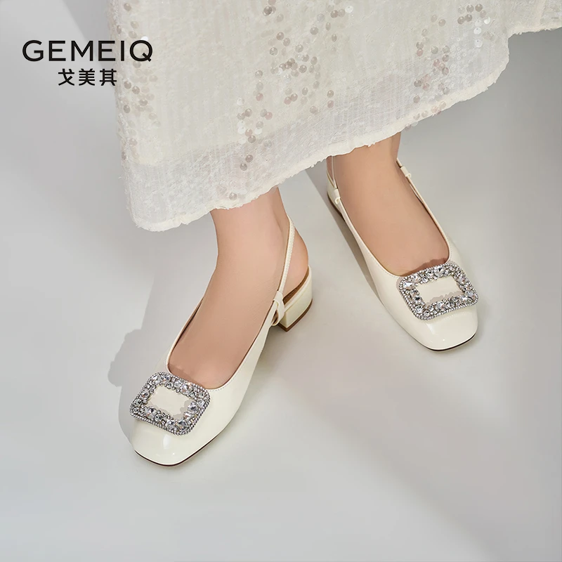 戈美其2024夏季中跟时尚单鞋法式百搭软底高跟跟鞋气质时尚女单鞋