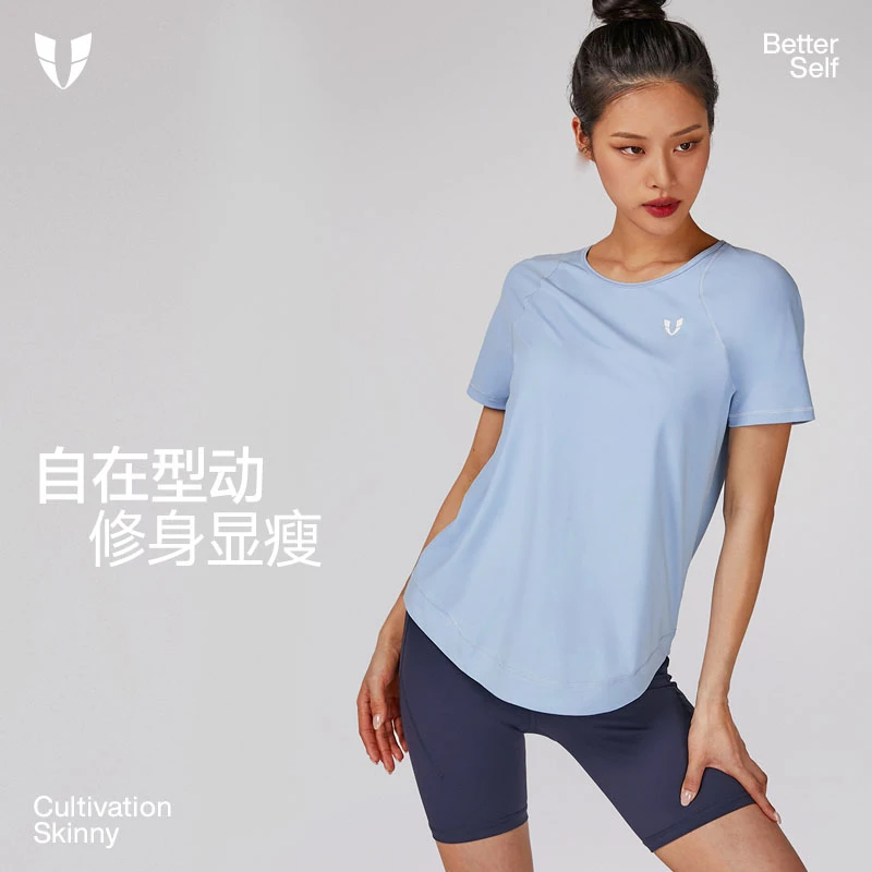 D马甲线运动T恤女速干宽松短袖透气户外跑步训练健身衣F2321T935