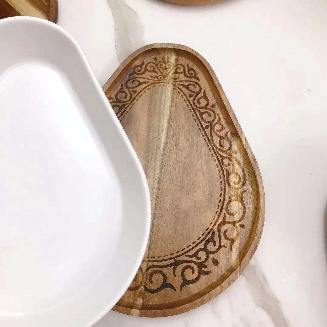 【小小幸福】之沙拉盘 梨型盘 哈萨克餐具套装 民族雕花