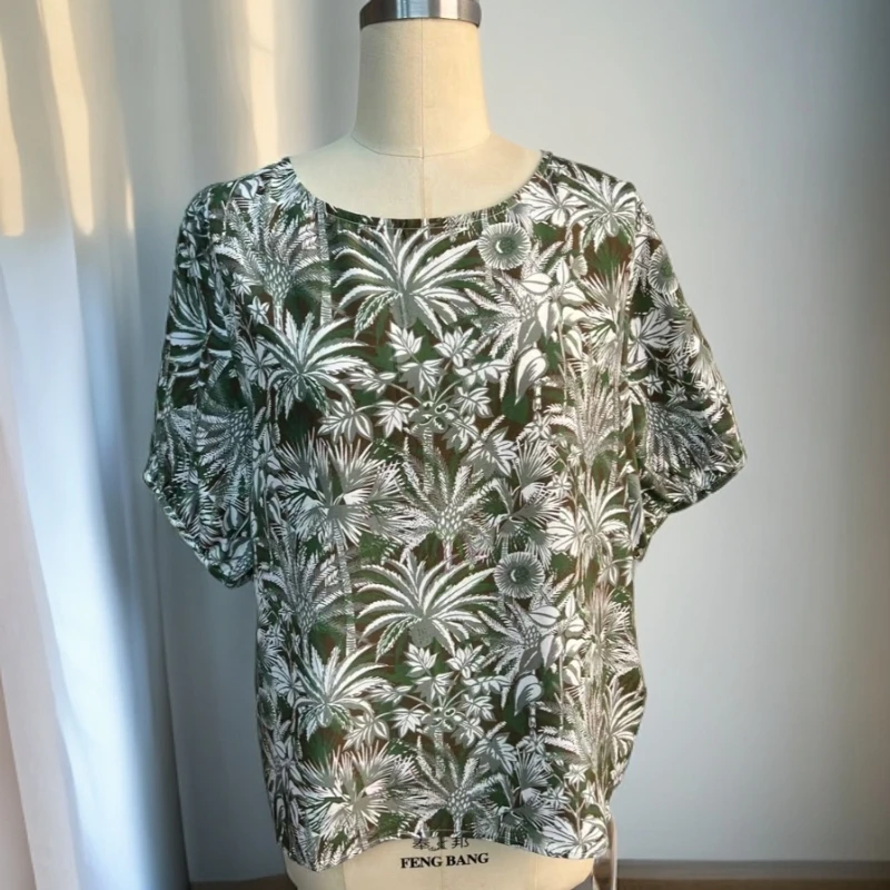 【086】100%桑蚕丝简约时尚百搭气质风宽松衬衫圆领5002-H61