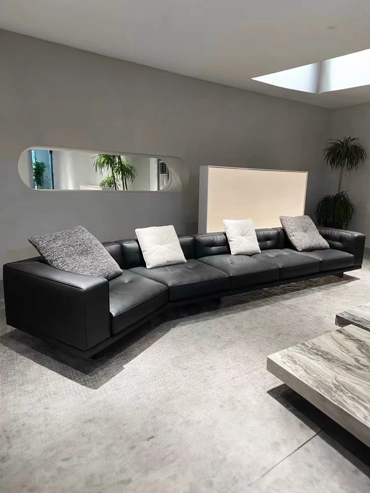 YOUKA Minotti DYLAN迪兰沙发意式极简异形直排弧形头层牛皮真皮