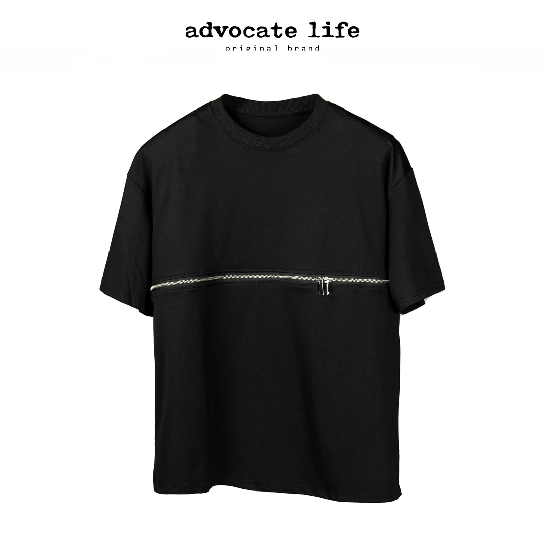 Advocatelife2025春夏新款拉链短袖圆领显瘦休闲时尚T恤 GQ112527