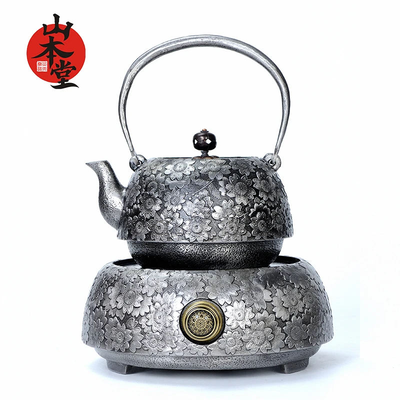 山本堂 【繁花】铁壶纯手工砂铁壶煮茶家用烧水壶茶炉煮茶器煮水