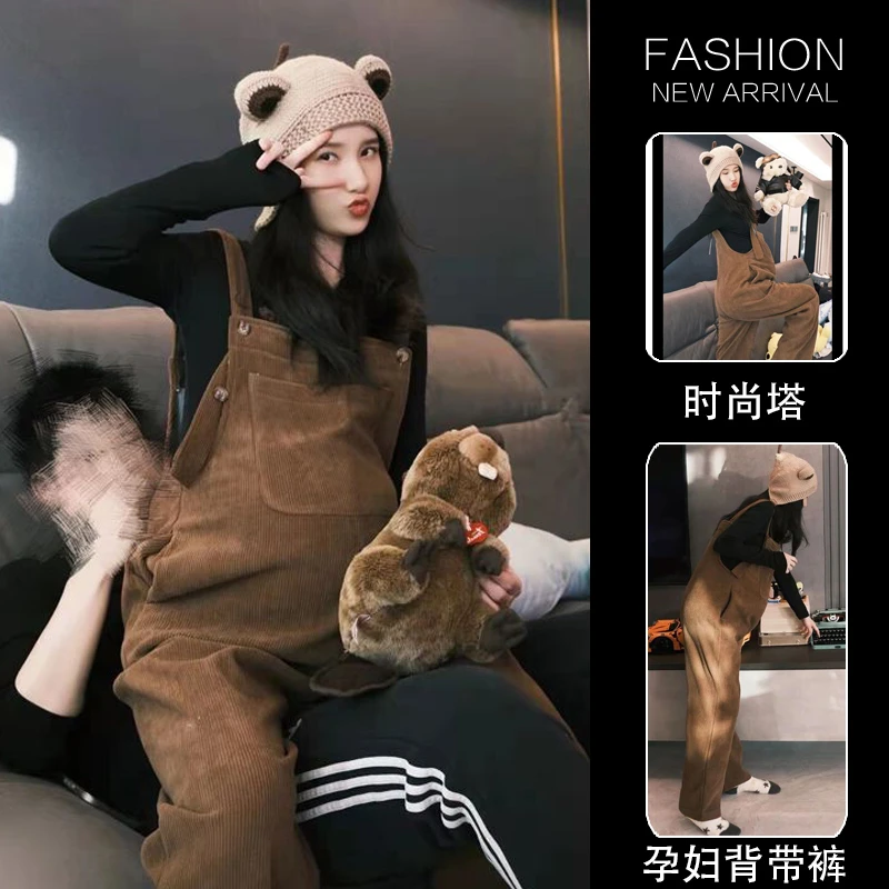 孕妇装春秋套装网红同款上班外穿减龄穿搭高端孕妇背带裤春款长裤