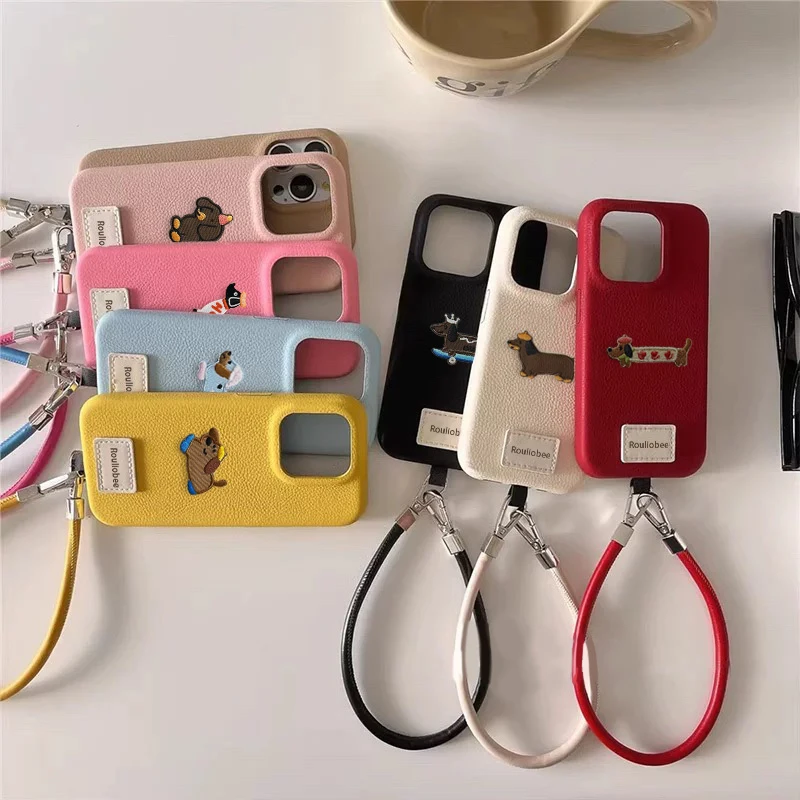 KEWUIns腊肠狗皮绳适用iPhone16/15手机壳苹果14女13软12华为p70