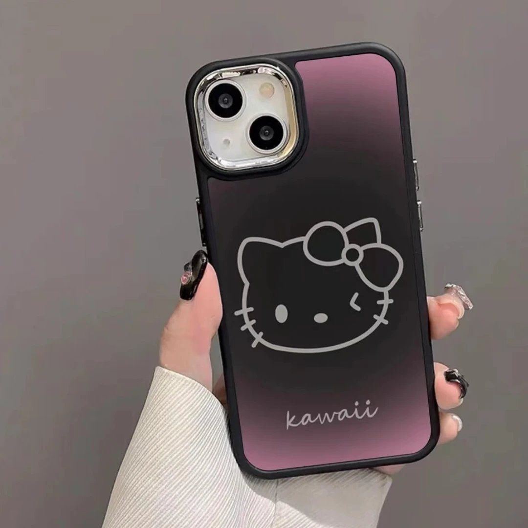 KEWU暗紫晕染kitty猫金属框苹果15手机壳iPhone13promax12高级11