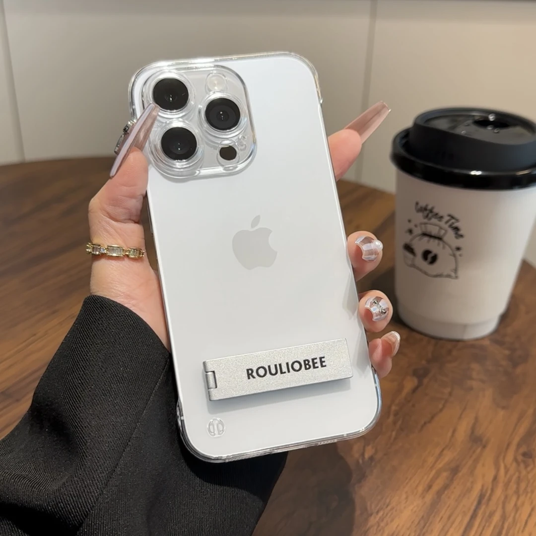 高级无边框支架苹果15手机壳iphone13/14promax超薄12硬壳16男款