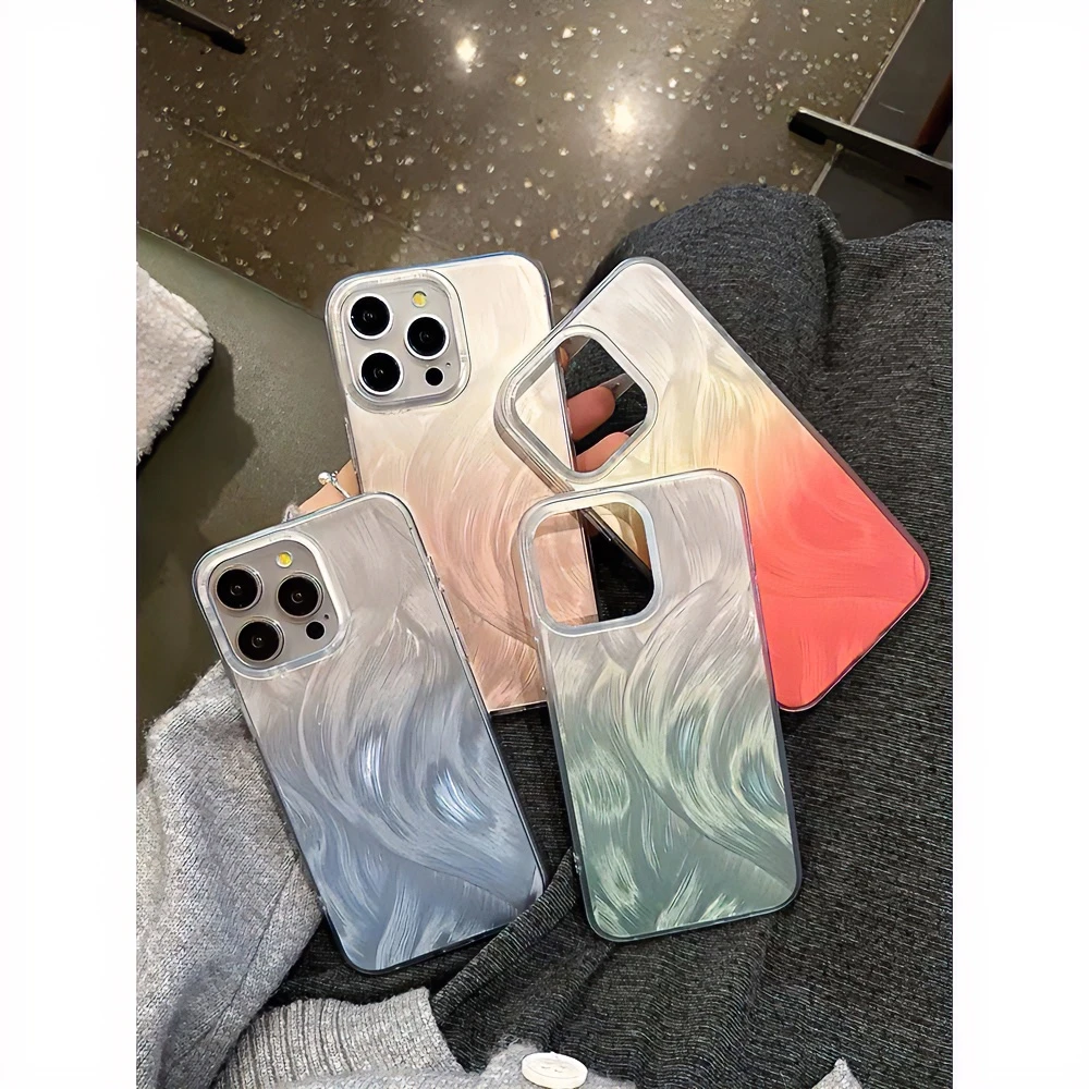 KEWUins细闪渐变羽纱苹果15promax手机壳iPhone14/13新款12/11女