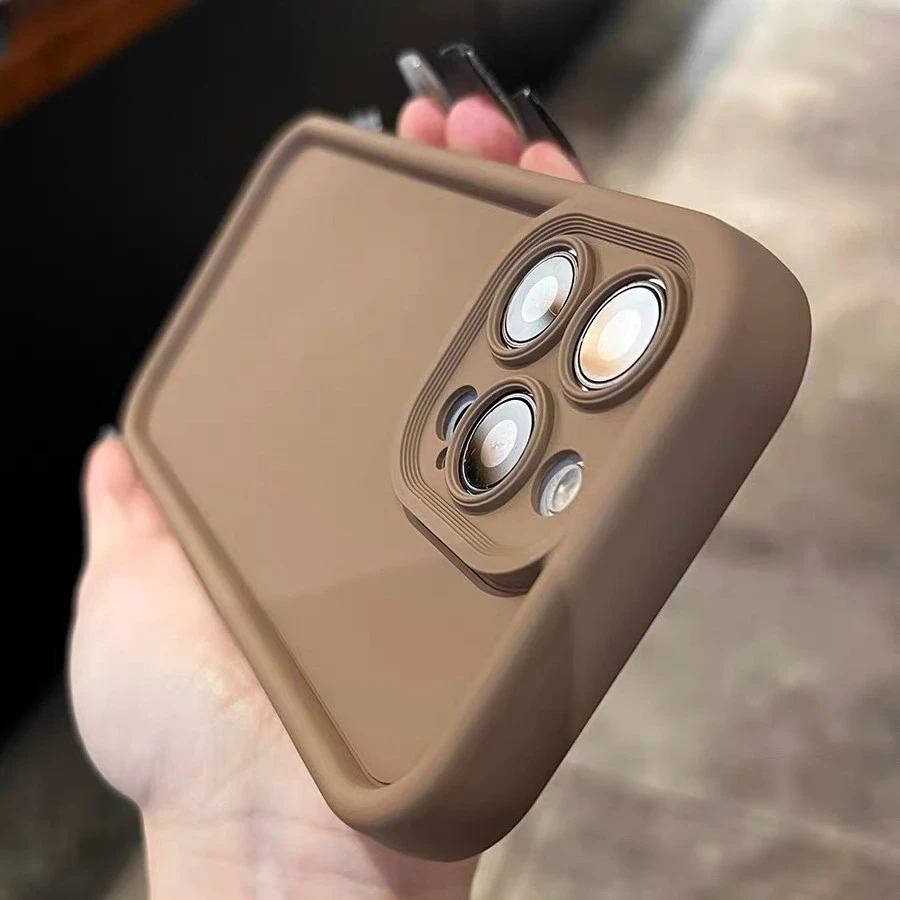 多巴胺咖啡棕准孔适用苹果15手机壳iphone14promax防摔12全包xsXR