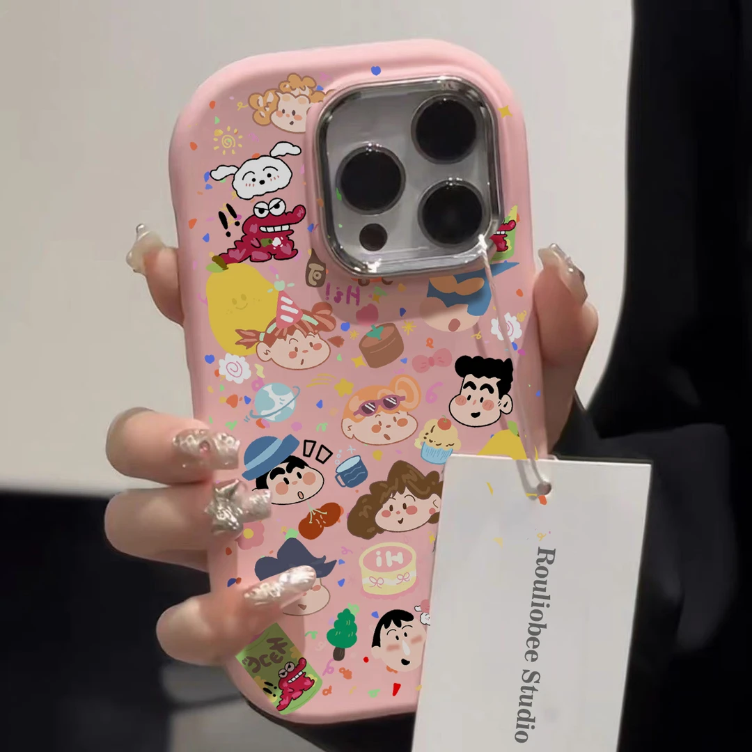 KEWU涂鸦小新金属框苹果13华为vivo小米oppo手机壳iPhone15/14/12