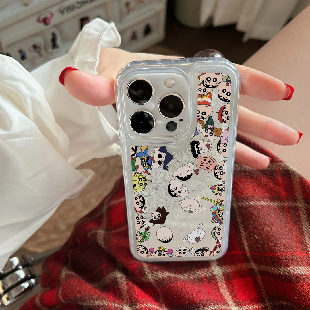 KEWU卡通流沙蜡笔小新苹果14/15手机壳iPhone13promax软壳12女11