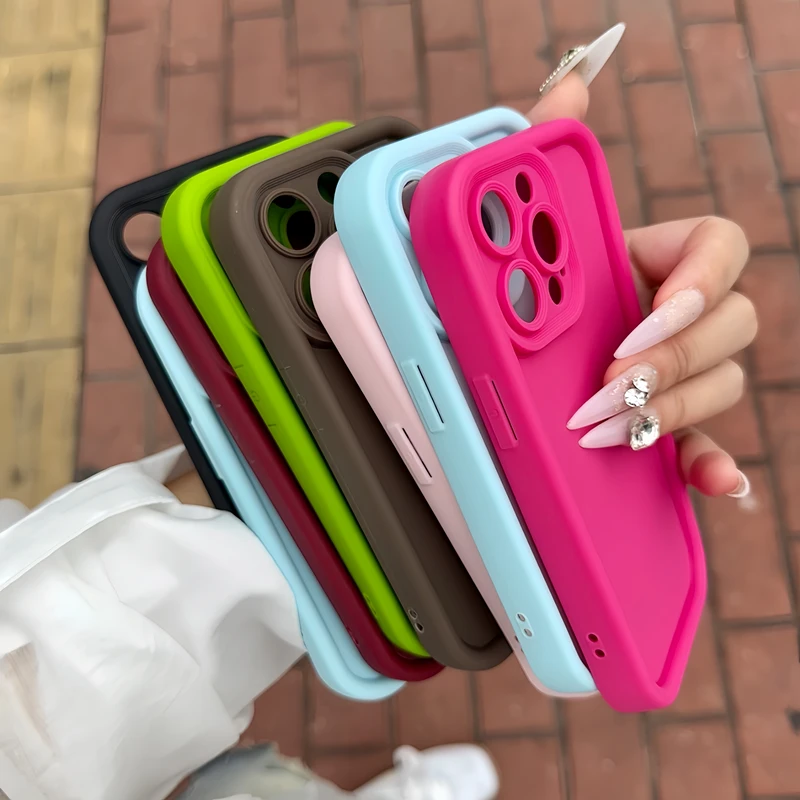 软糯壳纯色精孔iPhone15/14promax手机壳苹果13全包12肤感11女款