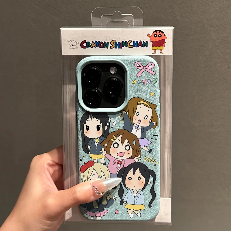 KEWU轻音少女组合荔枝纹适用苹果16手机壳iphone15/14磨砂13套12