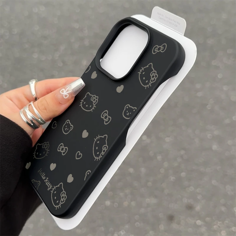 KEWU满屏黑凯蒂猫适用苹果16手机壳iPhone15/14promax防摔13软12