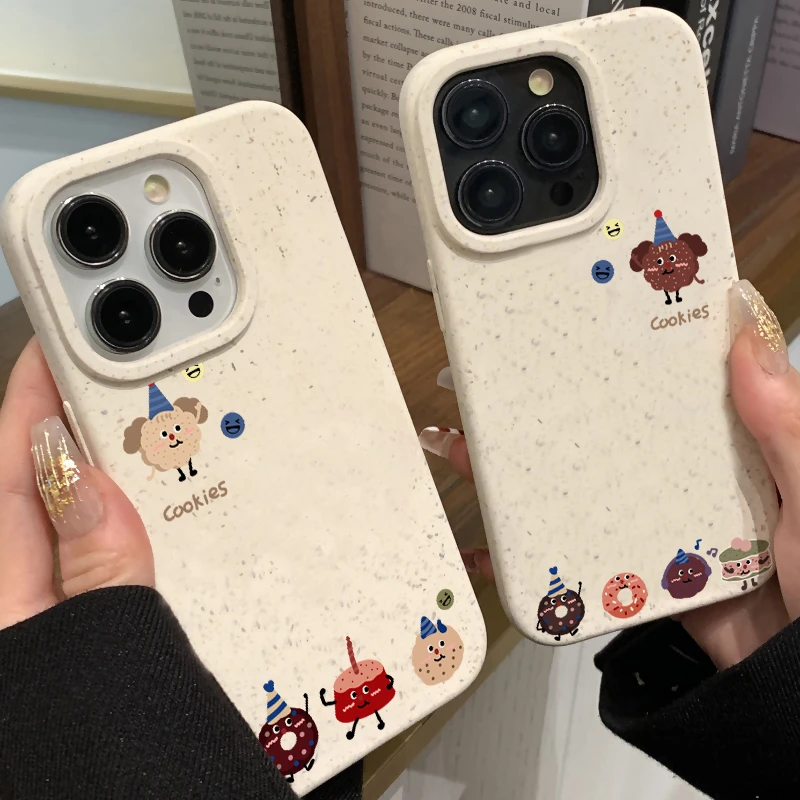KEWU饼干小人小麦壳适用苹果15/16promax手机壳iphone13/14男12/