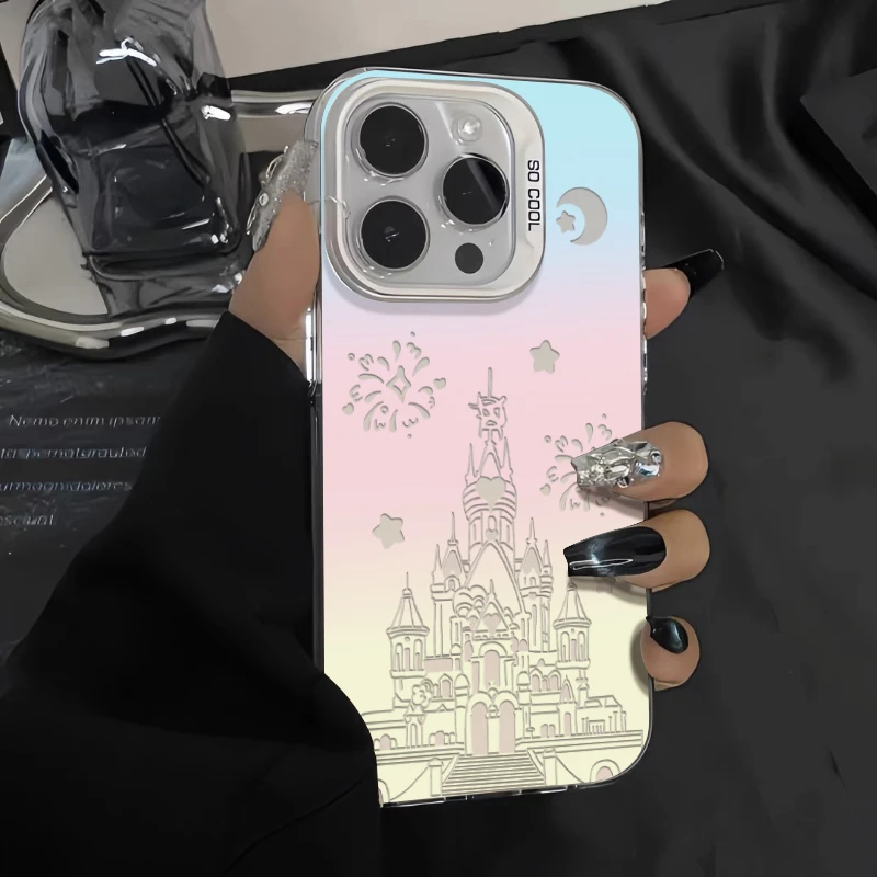 新年晕染烟花城堡苹果15手机壳iphone13/14元气壳11/12保护套情侣