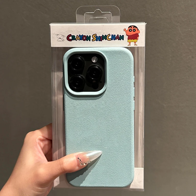 KEWU淡青荔枝纹适用苹果15手机壳iPhone13/14promax高级12男女11