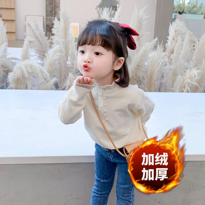 【直播专属】T2241毛衣儿童装女童洋气线衣加绒加厚打底衫针织衫