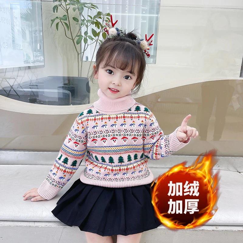 【直播专属】T2269儿童冬装加绒毛衣休闲秋冬季中小童圣诞上衣套头