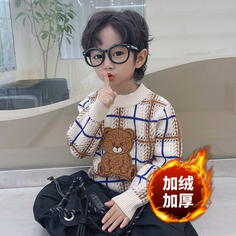 【直播专属】T2261套头秋冬儿童加绒加厚毛衣圆领男童针织衫童装