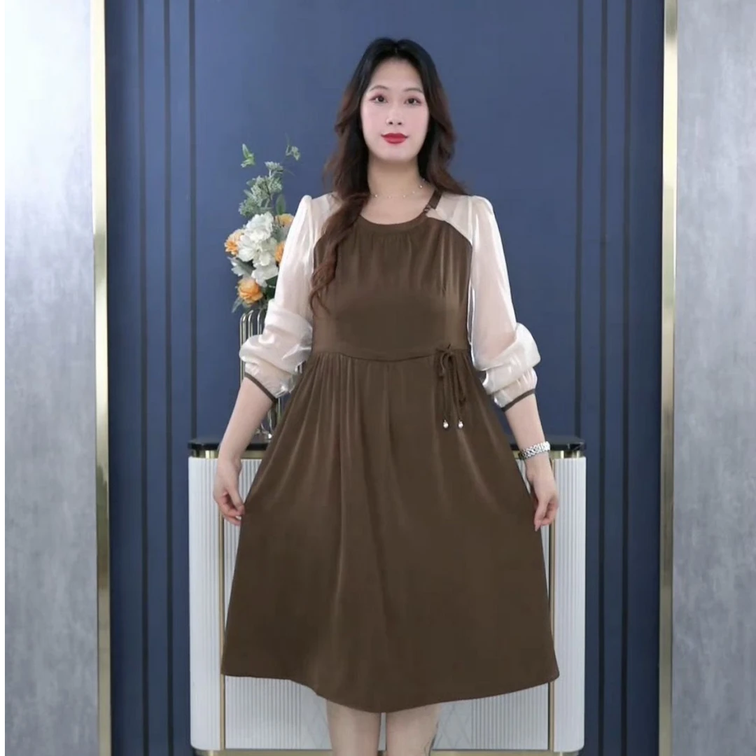 依薇欧定制大码女装新款连衣裙气质显瘦遮肉大码连衣裙女ZB6181