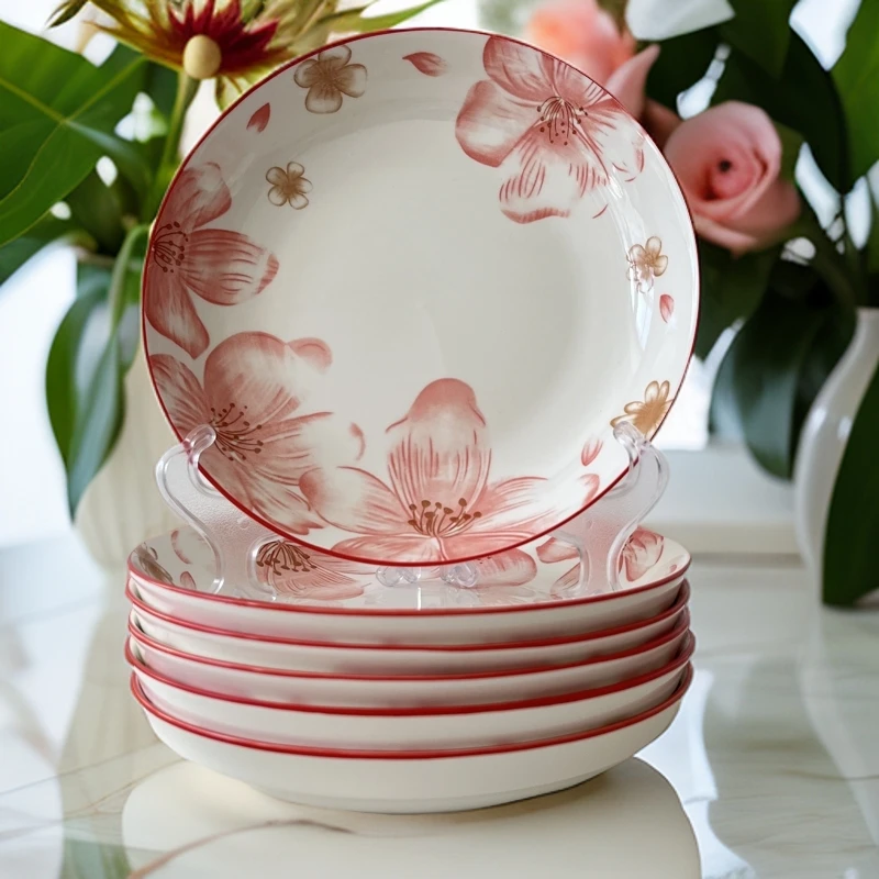 【粉丝福利】6只8英寸国色天香家用陶瓷釉下彩沙拉盘