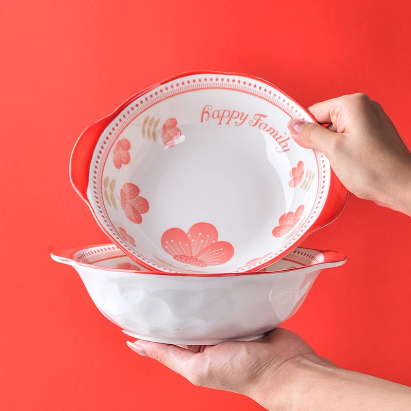 【粉丝福利】1只粉黛9英寸双耳碗家用颜值陶瓷餐具面碗汤碗