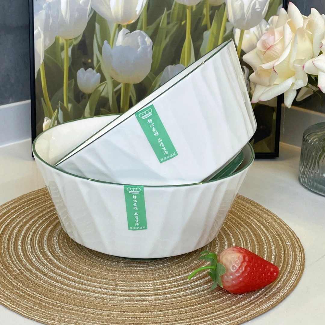 【粉丝福利】2只7.5英寸琉璃大汤碗中式家用陶瓷餐具釉下彩微波炉